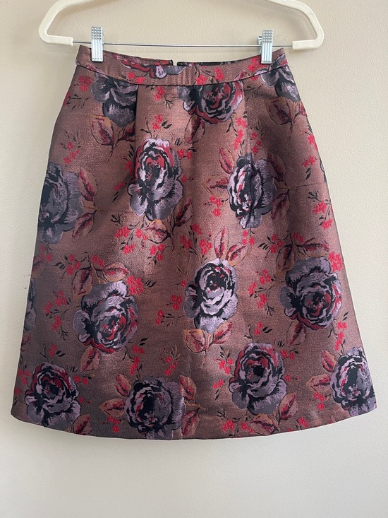 Cath Kidston Dresses & Skirts - Cath Kidston Jacquard Rose Print A line Skirt in red purple brown size 8